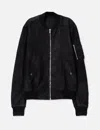 Rick Owens Blistered Lamb Leather Bomber In Black