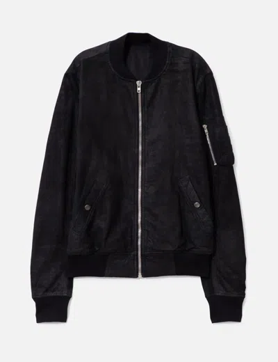 Rick Owens Blistered Lamb Leather Bomber In Black