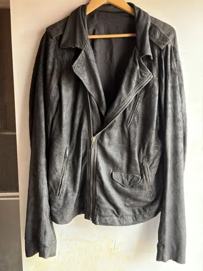 Pre-owned Rick Owens Blistered Leather Jacket In Black