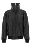 Rick Owens Casual High Collar Jacket With Snap Button Pockets In Black