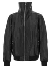 Rick Owens Casual High Collar Jacket With Snap Button Pockets In Black
