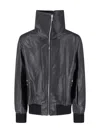 Rick Owens Casual High Collar Jacket With Snap Button Pockets In Black