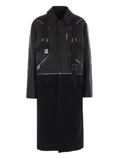 Rick Owens Blixia Jumbo Mac Harness-detail Coat In Black