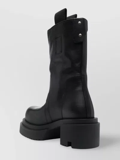 Rick Owens Block Heel Mid-calf Leather Boots In Black