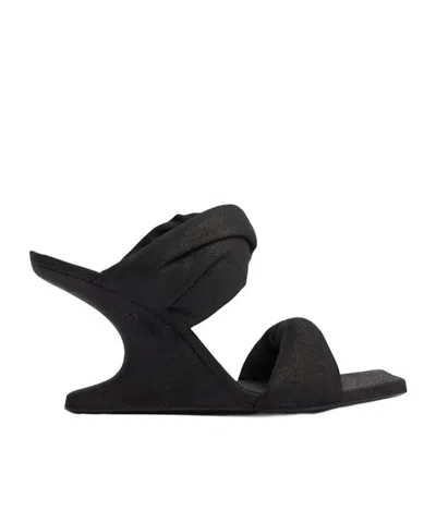 Rick Owens Cantilever Suede Sandals In Black