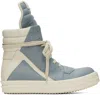 RICK OWENS BLUE & OFF-WHITE PORTERVILLE GEOBASKET SNEAKERS