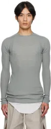 Rick Owens Blue Concordians Ribbed Round Neck Sweater