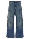 Rick Owens Blue Double Cargo Jeans In Blue