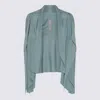 Rick Owens Draped Ribbed Crewneck Knitwear With Long Sleeves In Green
