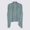 Rick Owens Draped Ribbed Crewneck Knitwear With Long Sleeves In Mouthwash