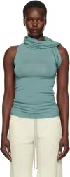 Rick Owens Blue Hollywood Banded Tank Top In 66 Mouthwash