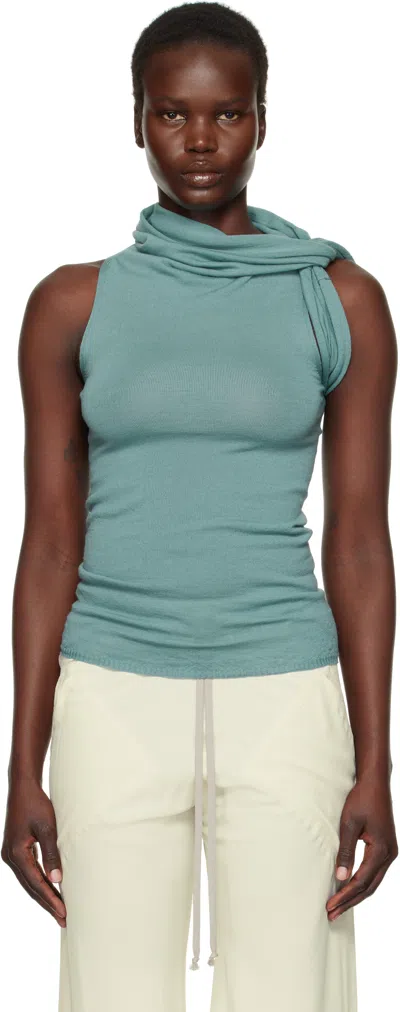 Rick Owens Blue Hollywood Banded Tank Top In 66 Mouthwash