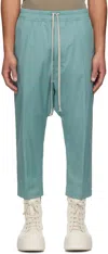 Rick Owens Blue Hollywood Drawstring Cropped Trousers In 66 Mouthwash