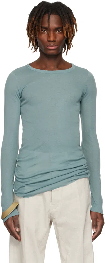 Rick Owens Blue Hollywood Rib Ls T-shirt In 66 Mouthwash