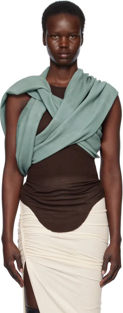 Rick Owens Blue Hollywood Triple Donut Leather Top In Green