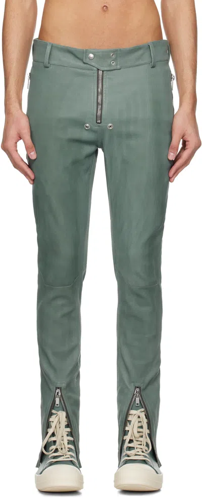 Rick Owens Blue Hollywood Tyrone Bela Leather Pants In 66 Mouthwash