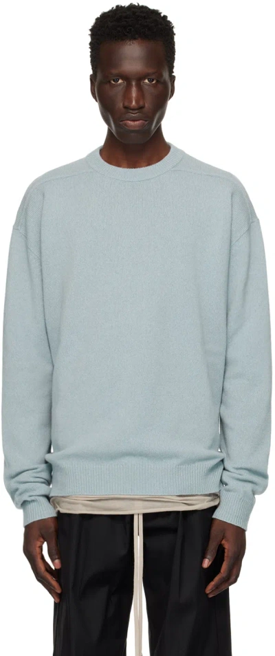 Rick Owens Blue Porterville Crewneck Sweater In 36 Pale Blue
