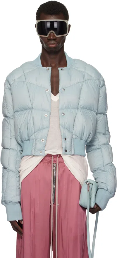 Rick Owens Blue Porterville Cropped Flight Down Bomber Jacket In 36 Pale Blue