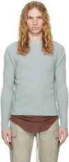 Rick Owens Blue Porterville Ribbed Geo Sweater In 36 Pale Blue