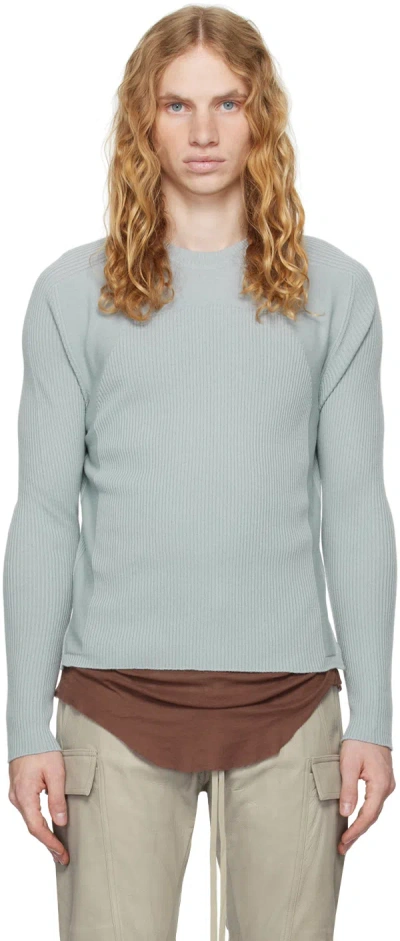 Rick Owens Blue Porterville Ribbed Geo Sweater In 36 Pale Blue