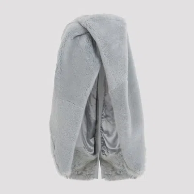 Rick Owens Women's Short Masto Shearling Cape In Blue