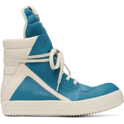 Rick Owens Blue Temple Geobasket Sneakers In Multi
