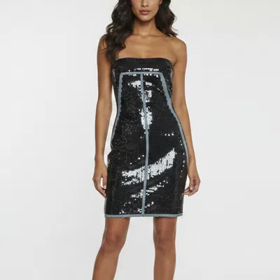 Pre-owned Rick Owens Blue/black Denim Sequined Strapless Mini Dress M
