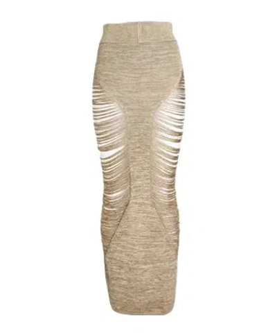 Rick Owens Bodycon Knit Maxi Skirt In Nude