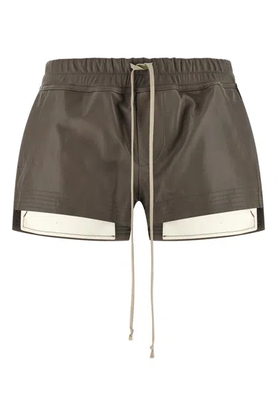 Rick Owens Straight Shorts Contrast Trim Side Slits In Brown