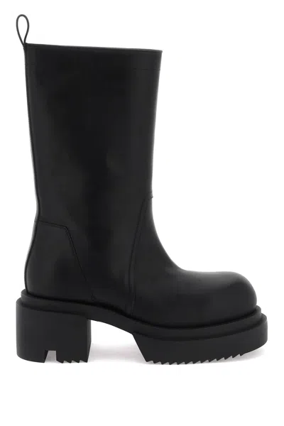Rick Owens Mid-calf Leather Plaform Boots In Black