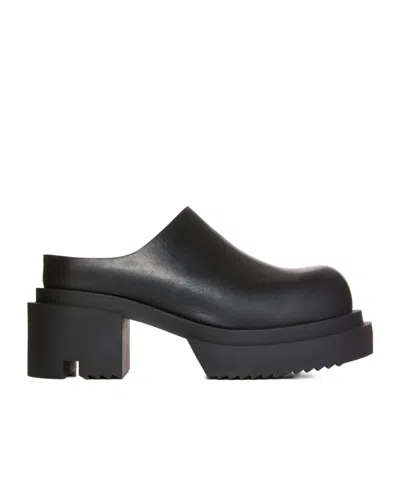 Rick Owens Ballast Heeled Mules In Black