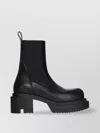 Rick Owens Womens Black Beatle Bogun Leather Heeled Boots In Black