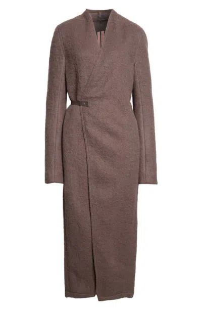 Rick Owens Boiled Alpaca & Wool Blend Lab Coat In Brown