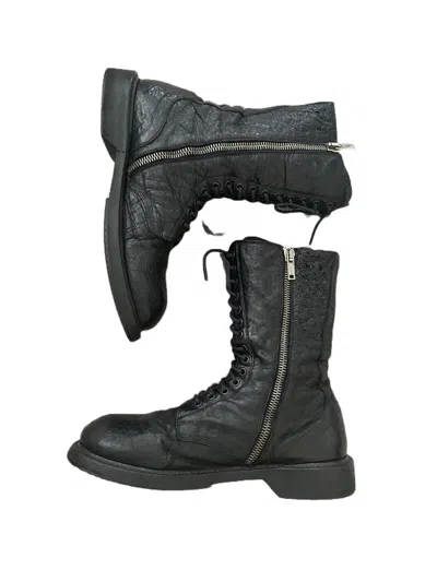 Pre-owned Rick Owens Boiled Leather Army Boots In Black