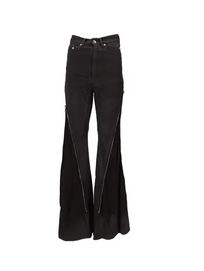 Rick Owens Banana Cut Trousers Belt Loops Five Pockets In Black