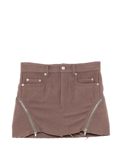 Rick Owens Bolan Banana Virgin Wool Mini Skirt In Brown