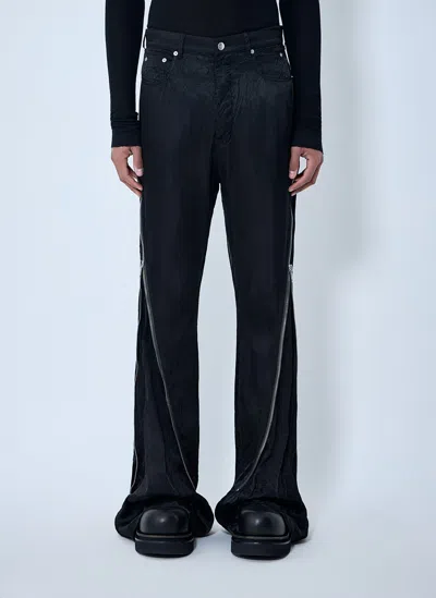 Rick Owens Crinkled Side-zip Trousers In Black