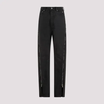 Rick Owens 'straight Leg' Denim Trousers With Side Zippers In Black