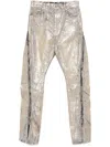 Rick Owens Bolan Banana Flared Zip-detailed Metallic Megacrust Jeans In Gold