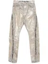 Rick Owens Bolan Banana Flared Zip-detailed Metallic Megacrust Jeans In Gold