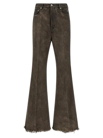 Rick Owens Bolan Bootcut Denim Jeans Five Pocket In Brown