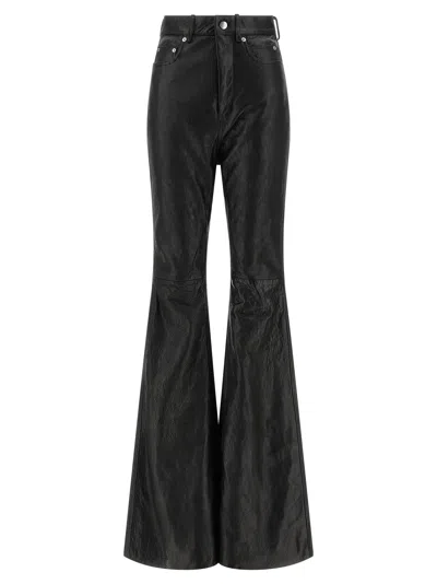 Rick Owens Black Temple Bolan Bootcut Leather Pants