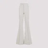 Rick Owens High-waisted Flared Pants With Textured Cotton-linen Blend In White