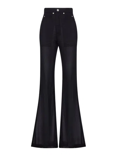 Rick Owens Bolan Bootcut Semi-transparent Pants In Black