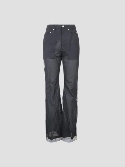 Rick Owens Bolan Bootcut Trousers In Blue