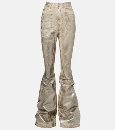 Rick Owens Bolan Coated High-rise Bootcut Jeans In Sand
