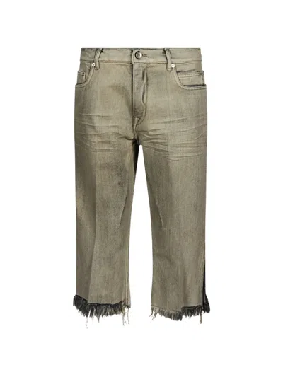 Rick Owens Bolan Cut-off Cropped Frayed-edge Jeans In Gray
