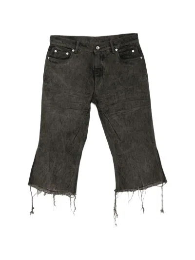 Rick Owens Bolan Cutoffs Frayed Denim Shorts In Gray