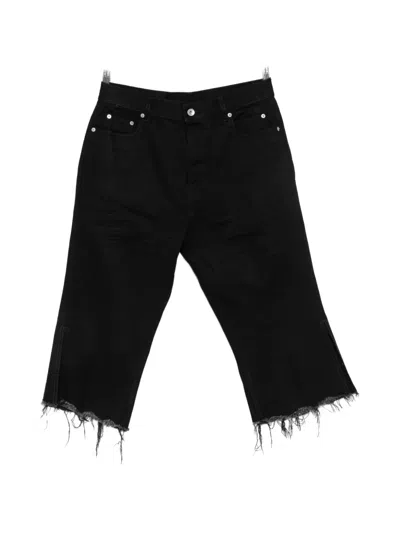 Rick Owens Bolan Cutoffs Raw-cut Denim Shorts In Black