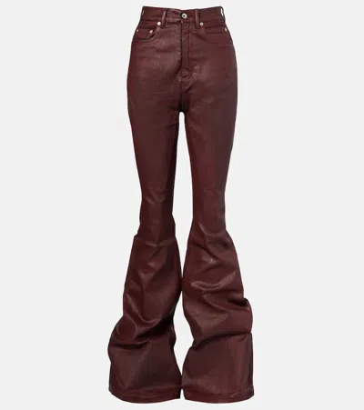 Rick Owens Bolan High-rise Bootcut Jeans In Red